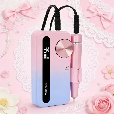 Nail Drill Professional Nail Grinder Tool 0-35000rpm Speed Multi-Plug Compatibility (US/UK/EU/JP/AU/Brazilian) USB-Charged Portable
