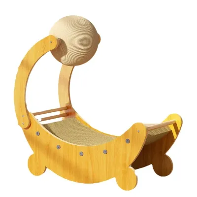 Durable Medium & Large Corrugated Paper Cat Scratching Pad With Ball Moon Shape Wood Stand Replaced