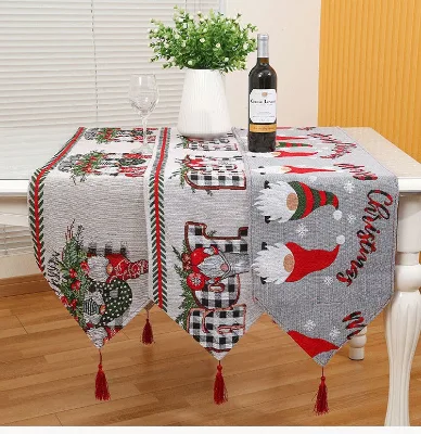 High Quality Christmas Party Decoration Table Runner Red Color Christmas Table Runner with Tassels
