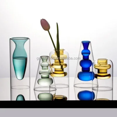ODM Nordic Bubble Glass Flower pot coloured glass vase Crystal Glass Hydroponic Vase