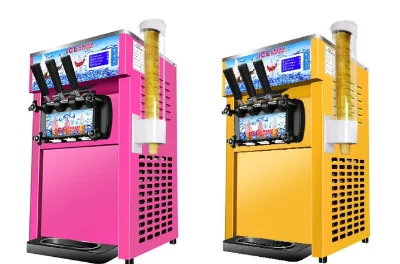 Commercial Stainless Steel Ice Cream Machine with 3 Holes and 3 Flavors to Meet Diverse Taste Requirements