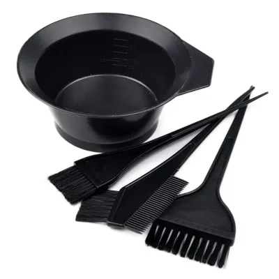 BL Custom 4pcs/set Salon Black Plastic Hair Coloring Tint Bowl and Brush Set Treatment Dressing Hair Color Bowl