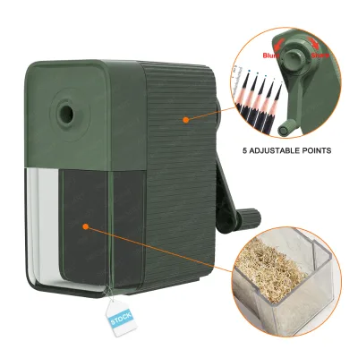 SINOART Long Point Art Pencil Sharpener in Stock Green Sketch Pencil Sharpener 5 Gears Adjustable Pencil Sharpeners Handheld