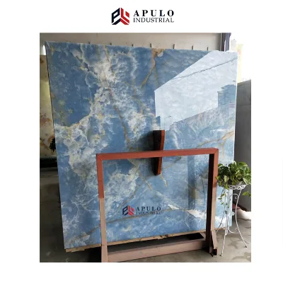 Polished Pearl Blue Azul Calcite Danube Natural Stone Onyx Iranian Quartz Calcutta Marble and Onix Gold Vein Quartzite Onyx Slab