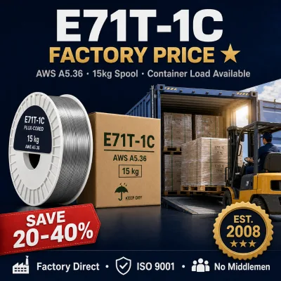 Flux Core Wire E71T-1C 1.2mm 0.8mm 1kg 5kg 15kg CO2 Mild Steel Mig Wire Arame Tubular Com Gas .30 .35 .45 China Manufacturer