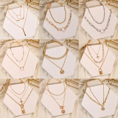 Wholesale Fashion Creative Gift Gold Plated Charm Pendants Good Luck Karma Balance Lady Women Alloy Necklaces Jewelry for Girls