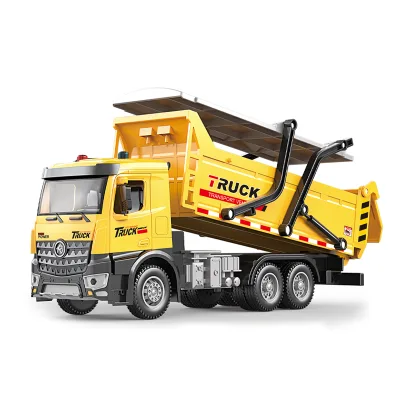 1:12 Metal Die-cast Model Friction Dump Truck Toys Vehicle Toy With Light Sound