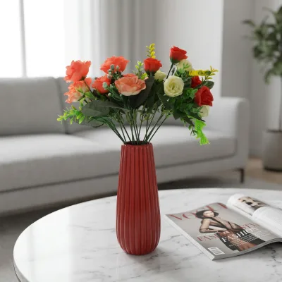 Wedding Decoration Table Floral Red Striped Ceramic Flower Vase