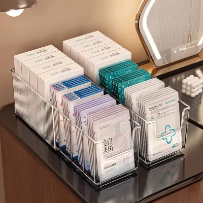 storage box, transparent dressing table, compartmentalized organization , large-capacity cosmetics , skin care product rack