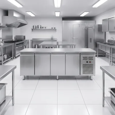 Commercial Undercounter Pizza Chiller Fridge Large Capacity 4 Solid Door Salad Refrigerated Prep Table Refrigerator for Catering