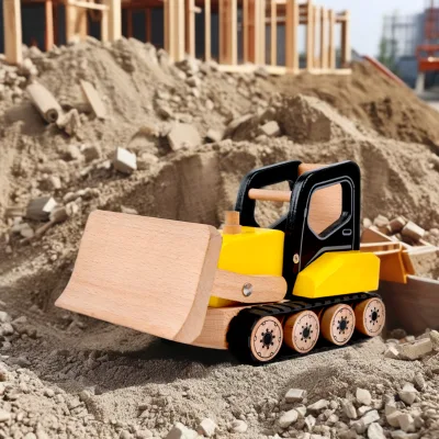 Customizable Classic Wooden Snow Pusher Bulldozer Car Toy for Kids Unisex Cognitive Training Toy for Children's Gifts
