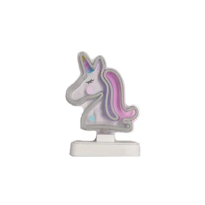 Unicorn LED Neon Heart-Shaped Sign Light with Base Warm White for Kids' Rooms Bedroom Decor