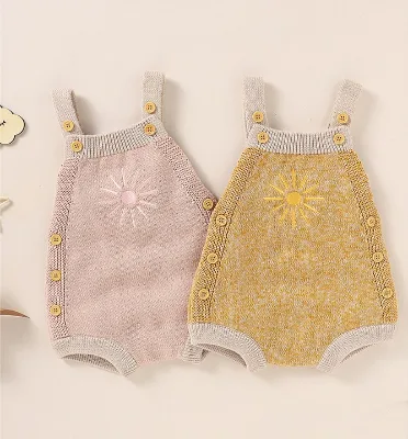 2025 Autumn High-quality Infant and Child Knitted Vest Romper European and American Baby Sun Vest Romper Cotton