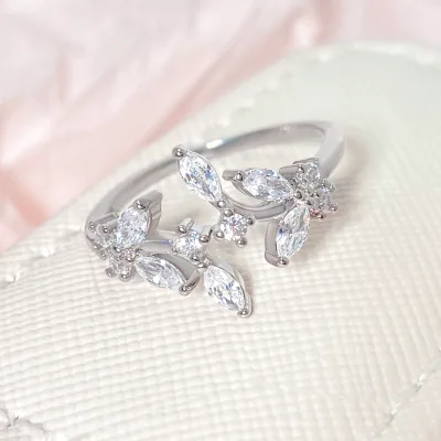 Hot Model D Color Leaf Marquise Cut Moissanite Rings VVS Wholesale Custom 10k 14k Solid Gold Jewelry 925 Sterling Silver Ring
