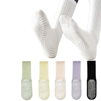 Women's Socks Promotional Striped Breathable Indoor Anti-slip Grip Yoga Pilates Socks Crew High Sticky Spring Knitted