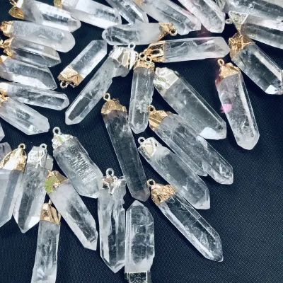 Wholesale Natural Clear Quartz Crystal Pendant DIY Rough clear Crystal Point Pendant for Gifts