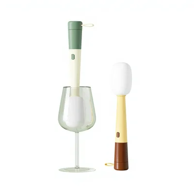 Self-designed Microphone Shape Cup Brush Three-in-One Multifunctional Plastic Sponge Groove Cleaning Cover Cross-Border