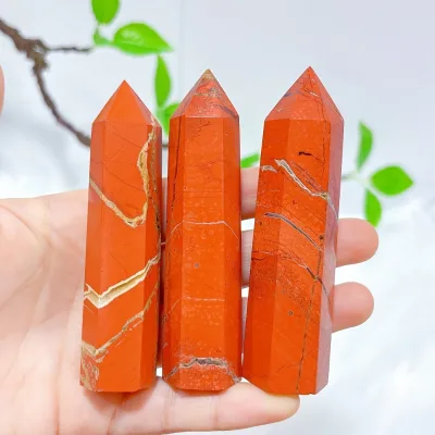 Wholesale Smooth Polished Red Healing Natural Jasper Crystal Column for Spiritual Healing Crystal Gifts