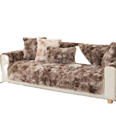 Fashion High Quality 70cm/80cm/90cm Rolled Comfortable New Design Tie Dye Seersucker Rabbit Fur Fabric Sofa Covers