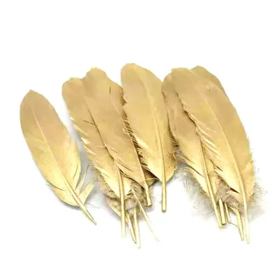 High Quality Metallic Plume Gold Painted Goose Feathers for DIY and Carnival Costumes Design