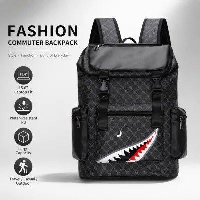Custom Logo Large Capacity PU Student Backpack High Quality Sporty Travel Bag Waterproof Leisure Men's Laptop Backpack