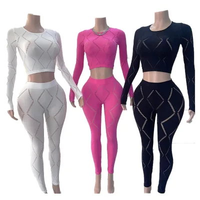 Wholesale New Style Sexy Tight Jumpsuit Hollow Play Suit Women Sets