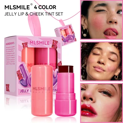 Jelly Blush Suit Lip Gloss Lip and Cheek Dual-use Multi-color Brightening and Repairing Stick Lip Gloss Rouge Blush Cream J1