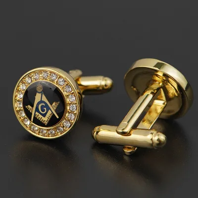 Personalized Custom Newest Fashion Men's Metal Masonic Cubic Zicon Cufflink With G for Man OEM ODM Charms