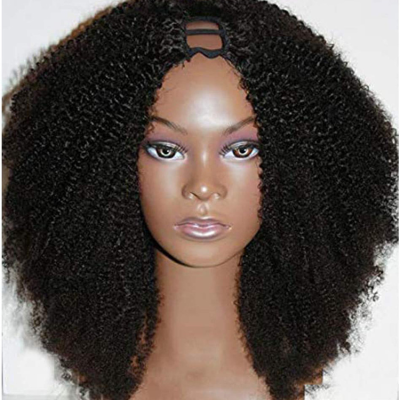 African Chemical Fiber U Wig Afro Wig Medium Long Curly Hair Black African Women Bang Head U Head Cover Export