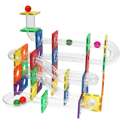 Diamond Cut 106PCS Strong Magnetic 3D Construction Building Blocks DIY Plastic Puzzle Marble Run Set for Kids
