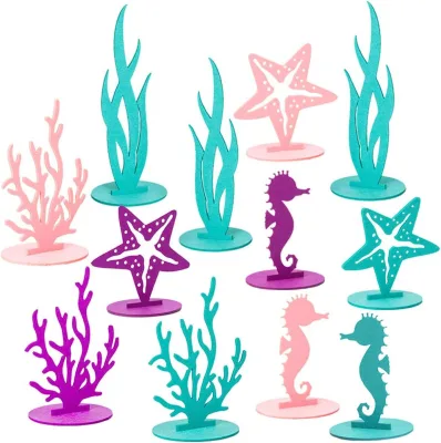 Party Decorations Felt Table Centerpiece Under the Sea Party Ornament Seahorse Starfish Seaweed Coral Decoration