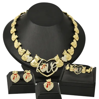 Classic XO Jewelry Sets, Including Zinc Alloy Necklaces, Earrings, Bracelets and Rings. Four-piece Jewelry Sets for Wholesale