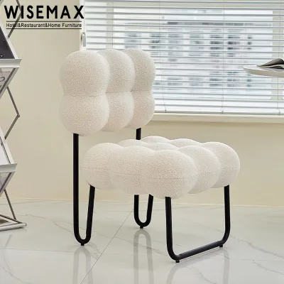 WISEMAX FURNITURE Modern Minimalist Stainless Steel Frame With Fabric Design Leisure Chair and Long Bench for Home Use