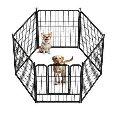 2025 Modern Solid Pattern Foldable Octagonal Outdoor Pet Fence Wholesale Iron Enclosure for Dogs Cats and Small Animals