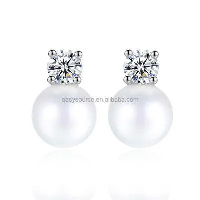 RE4629 Statement AAA CZ Earrings Women White Stud Earring Silver Fine Jewelry