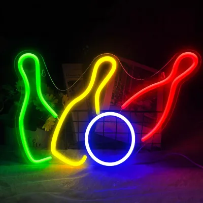USB Powered Bowling LED Neon Signs for Bowling Club Wall Decor Man Cave Bedroom for Room Decoration, Gift
