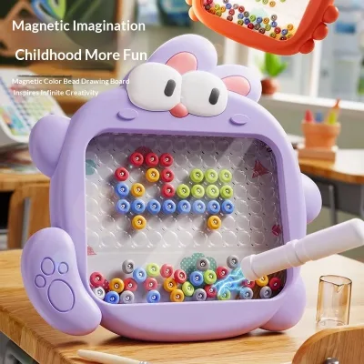 2026 Plastic Magnetic Drawing Board Puzzle with Beads & Stones Educational Toy Ages 4-6 Years Improves Concentration