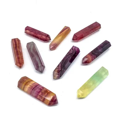 Wholesale Natural Polished Crystal Rainbow Fluorite Towers Crystal Craft purple Fluorite Wand Point for Home Decoration