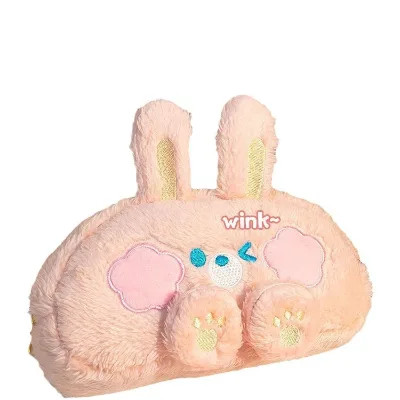 Plush Blush Pencil Case Simple Cute Large Capacity Stationery Bag for Junior High School Girls Elementary Students