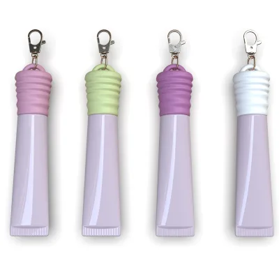 Lip Gloss & Balm Keychain Cap Holder, Portable Lipstick Protector Cover with Key Ring, Handbag Charm Accessory