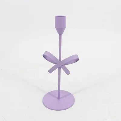 Holiday Decoration Supplier for Purple Bowknot Wedding Candle Holder Gifts