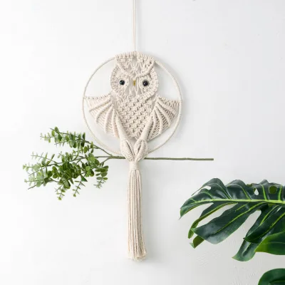2025 Boho Owl Macrame Wall Hangings Handmade Bohemian Tassel Nordic Art Wall Hanging Indoor Decor Hand-Woven Crafts