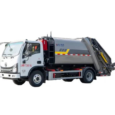 Huashen 7m³ 160 HP Compactor Garbage Truck High Compression Diesel Waste Recycling Rubbish Collection Compactor Truck