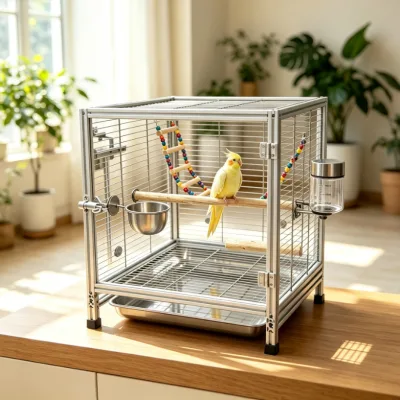 Well Ventilated Aluminum Profile Parrot Cage With Fine Acrylic Panels for Parrot Rest Playing and Training