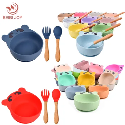 BFA Free Silicon Baby Bowl Baby Silicone Bowl With Spoon and Fork