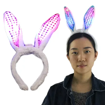 China Factory Led Light Bunny Ears Headband for Girls Party