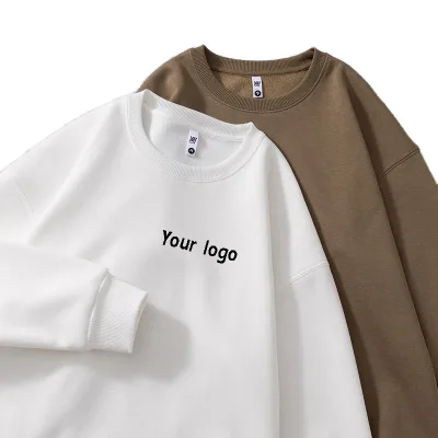 Wholesale Custom Logo Men's Polyester Cotton Oversized Sweaters Unisex Blank Pullover Gym Sports Screen Printing Black Sweater