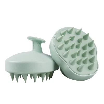 Factory Direct Sale Biodegradable Wheat Straw Hair Scalp Massager Scrubber Silicone Shampoo Brush