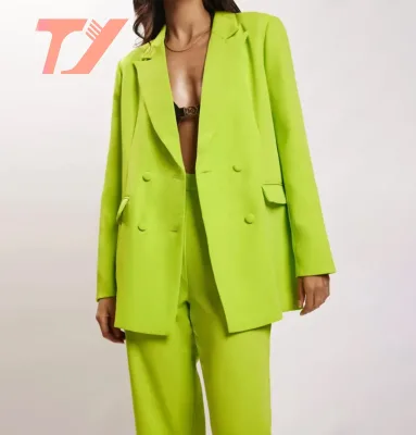 TUOYI New Design Fashion Casual Regula Woman Coat Green Suit Button Elegant Jackets for Women