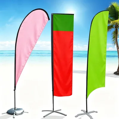 Wholesale Custom Logo Feather Flag Double Sided Outdoor Promotion High Quality Digital Printing Aluminum Pole Hardware